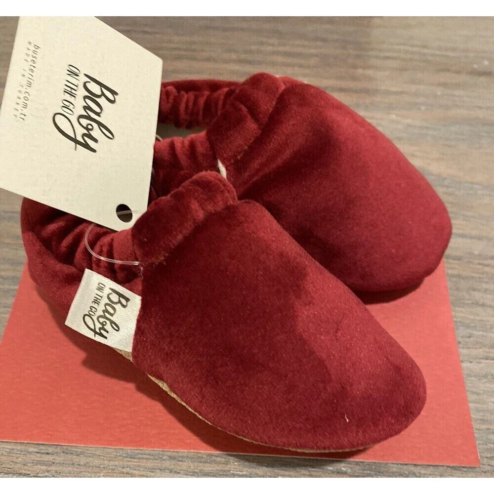 Baby On The Go First Steps Slip-On Moccasins Shoes Christmas gift red velvet 3.5